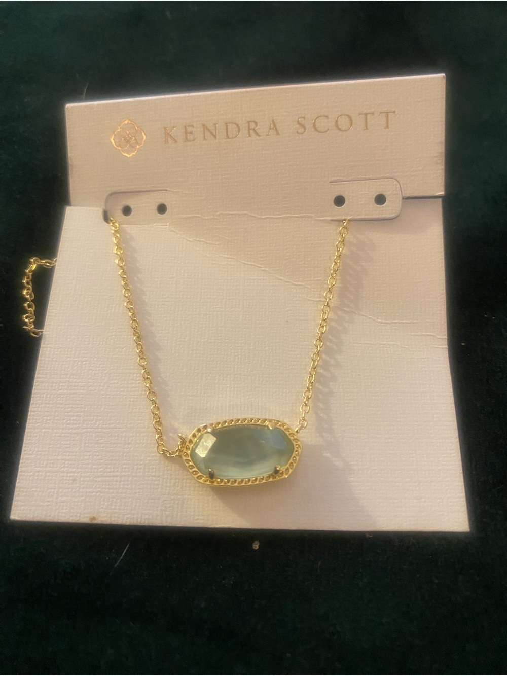 Kendra Scott Gold Necklace with Pale Aqua Stone